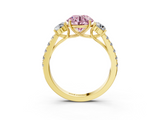 Yellow gold Fancy Pink Round  Cut Three-Stone Diamond Pave Band with Prong Setting_21