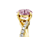 Yellow gold Fancy Pink Round  Cut Twist Band Solitaire Diamond Ring with Pavé Setting_8