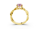 Yellow gold Fancy Pink Round  Cut Twisted Pavé Band Solitaire Ring with Four-Prong Setting_3