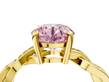 Yellow gold Fancy Pink Round  Cut Twisted Pavé Band Solitaire Ring with Four-Prong Setting_4
