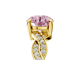 Yellow gold Fancy Pink Round  Cut Twisted Pavé Band Solitaire Ring with Four-Prong Setting_5