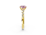 Yellow gold Fancy Pink Round  Diamond Cluster Prong-Set Solitaire Ring_2