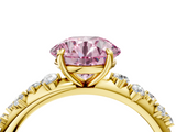 Yellow gold Fancy Pink Round  Diamond Cluster Prong-Set Solitaire Ring_4