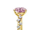 Yellow gold Fancy Pink Round  Diamond Cluster Prong-Set Solitaire Ring_5