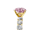 Yellow gold Fancy Pink Round  Diamond Pavé Band Solitaire with Four-Prong Setting_5
