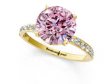 Yellow gold Fancy Pink Round  Diamond Pavé Band with Six-Prong Setting_32