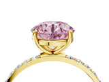 Yellow gold Fancy Pink Round  Diamond Pavé Band with Six-Prong Setting_35