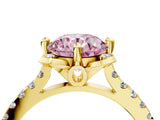 Yellow gold Fancy Pink Round  Diamond Pave Band with Floral Prong Setting_31