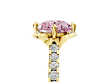 Yellow gold Fancy Pink Round  Diamond Pave Band with Floral Prong Setting_32