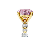 Yellow gold Fancy Pink Round  Diamond Prong Set Engagement Ring with Pave Band_5