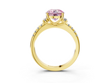 Yellow gold Fancy Pink Round  Diamond Three-Stone Pave Band with Four-Prong Setting_3