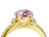 Yellow gold Fancy Pink Round  Diamond Three-Stone Pave Band with Four-Prong Setting_4
