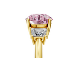 Yellow gold Fancy Pink Round  Diamond Three-Stone Ring with Trapezoid Side Stones and Prong Setting_5