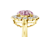 Yellow gold Fancy Pink Round  Halo Cluster Diamond Engagement Ring with Solitaire Band and Prong Setting_58