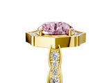 Yellow gold Fancy Pink Round  Halo Diamond Engagement Ring with Milgrain Band and Four-Prong Setting_21