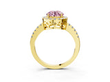 Yellow gold Fancy Pink Round  Halo Diamond Engagement Ring with Pavé Band and Four-Prong Setting_84