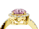 Yellow gold Fancy Pink Round  Halo Diamond Engagement Ring with Pavé Band and Four-Prong Setting_85