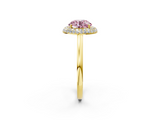 Yellow gold Fancy Pink Round  Halo Diamond Engagement Ring with Solitaire Band and Four-Prong Setting_2