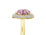 Yellow gold Fancy Pink Round  Halo Diamond Engagement Ring with Solitaire Band and Four-Prong Setting_5
