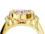 Yellow gold Fancy Pink Round  Halo Diamond Engagement Ring with Split Shank and Four-Prong Setting_27