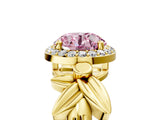 Yellow gold Fancy Pink Round  Halo Diamond Floral Band with Four-Prong Setting_40