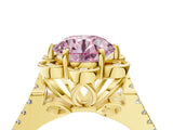 Yellow gold Fancy Pink Round  Halo Diamond Floral Split Shank Engagement Ring 5