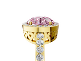 Yellow gold Fancy Pink Round  Halo Diamond Pavé Band Ring with Prong Setting_5