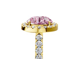 Yellow gold Fancy Pink Round  Halo Diamond Pavé Solitaire Ring_68