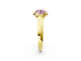 Yellow gold Fancy Pink Round  Halo Diamond Ring with Cathedral Band and Four-Prong Setting_30