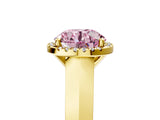 Yellow gold Fancy Pink Round  Halo Diamond Ring with Cathedral Band and Four-Prong Setting_33