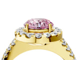 Yellow gold Fancy Pink Round  Halo Diamond Split Shank Engagement Ring with Prong Setting_103