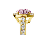 Yellow gold Fancy Pink Round  Halo Pavé Diamond Engagement Ring with Bezel Setting_5