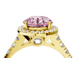 Yellow gold Fancy Pink Round  Halo Pavé Diamond Engagement Ring with Four-Prong Setting_133