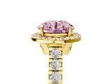 Yellow gold Fancy Pink Round  Halo Pavé Diamond Engagement Ring with Four-Prong Setting_134