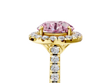 Yellow gold Fancy Pink Round  Halo Pavé Diamond Engagement Ring with Four-Prong Setting_8