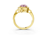 Yellow gold Fancy Pink Round  Halo Round Diamond Milgrain Pave Engagement Ring_6