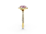 Yellow gold Fancy Pink Round  Halo Round Diamond Pavé Band Four-Prong Ring_5