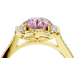 Yellow gold Fancy Pink Round  Halo Round Diamond Pave Band with Four-Prong Setting_47