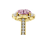 Yellow gold Fancy Pink Round  Halo Round Diamond Pave Band with Four-Prong Setting_48