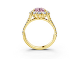 Yellow gold Fancy Pink Round  Halo Split Shank Diamond Engagement Ring with Pave Band and Four-Prong Setting_3