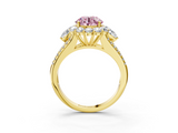 Yellow gold Fancy Pink Round  Halo Split Shank Diamond Engagement Ring with Prong Setting_3