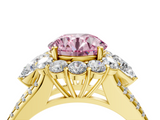 Yellow gold Fancy Pink Round  Halo Split Shank Diamond Engagement Ring with Prong Setting_4