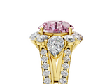 Yellow gold Fancy Pink Round  Halo Split Shank Diamond Engagement Ring with Prong Setting_5