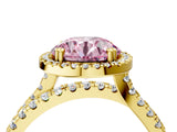 Yellow gold Fancy Pink Round  Halo Split Shank Diamond Ring with Pavé Setting_30