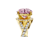 Yellow gold Fancy Pink Round  Halo Twist Band Solitaire Prong Setting Ring_5