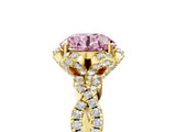Yellow gold Fancy Pink Round  Halo Twist Band Solitaire Ring with Six-Prong Setting_8
