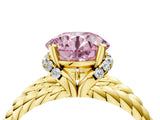 Yellow gold Fancy Pink Round  Halo Twisted Band Four-Prong Ring_36