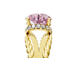 Yellow gold Fancy Pink Round  Halo Twisted Band Four-Prong Ring_37