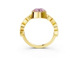 Yellow gold Fancy Pink Round  Milgrain Marquise Diamond Twist Band Ring_65