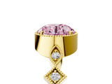 Yellow gold Fancy Pink Round  Milgrain Marquise Diamond Twist Band Ring_67